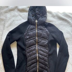 Women's Michael Kors Black Gold Hardware Puffer Quilted Jacket With Hood M